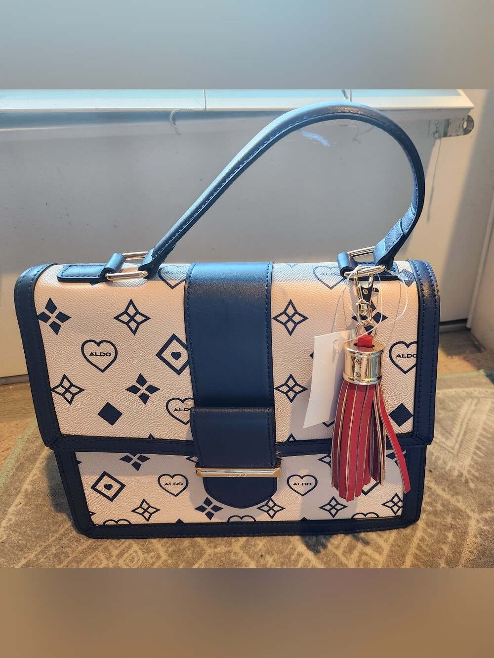 Aldo Navy And Cream Crossbody